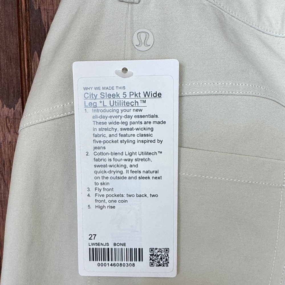 lululemon athletica City Sleek Wide Leg Pants in Bone